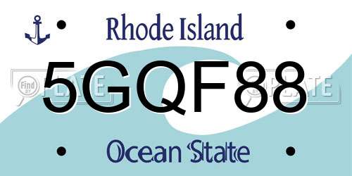 5GQF88 Rhode Island License Plate