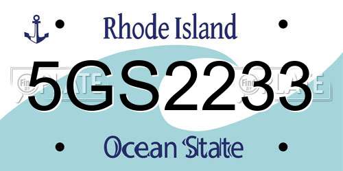 5GS2233 Rhode Island License Plate