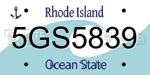 5GS5839 Rhode Island License Plate