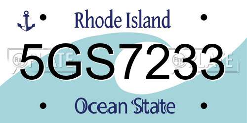 5GS7233 Rhode Island License Plate