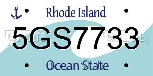 5GS7733 Rhode Island License Plate