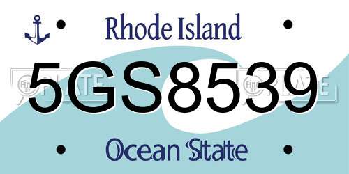 5GS8539 Rhode Island License Plate