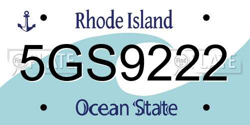 5GS9222 Rhode Island License Plate