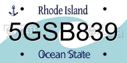 5GSB839 Rhode Island License Plate