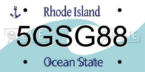 5GSG88 Rhode Island License Plate