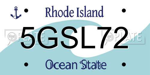 5GSL72 Rhode Island License Plate