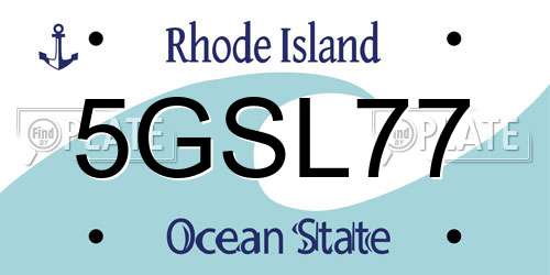5GSL77 Rhode Island License Plate