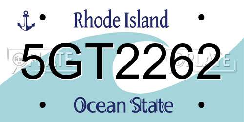 5GT2262 Rhode Island License Plate