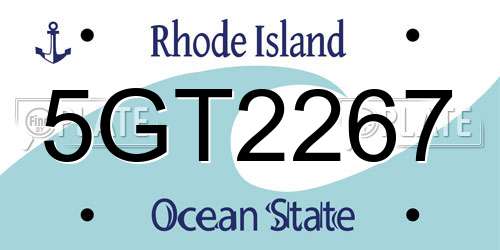 5GT2267 Rhode Island License Plate