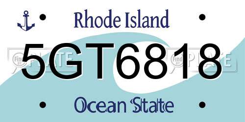 5GT6818 Rhode Island License Plate
