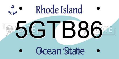5GTB86 Rhode Island License Plate