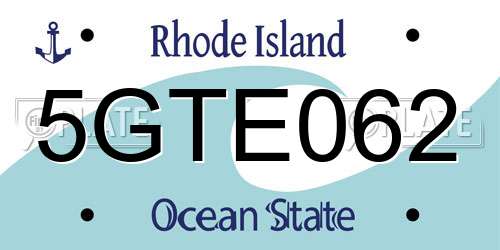 5GTE062 Rhode Island License Plate