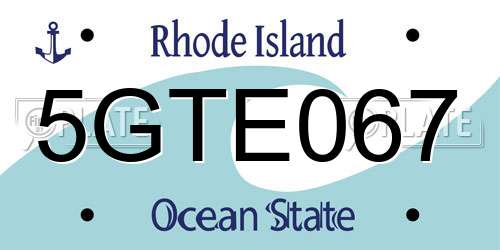 5GTE067 Rhode Island License Plate