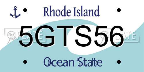5GTS56 Rhode Island License Plate