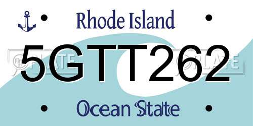 5GTT262 Rhode Island License Plate