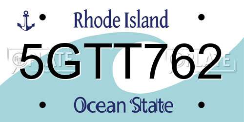 5GTT762 Rhode Island License Plate