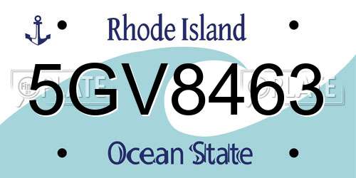 5GV8463 Rhode Island License Plate