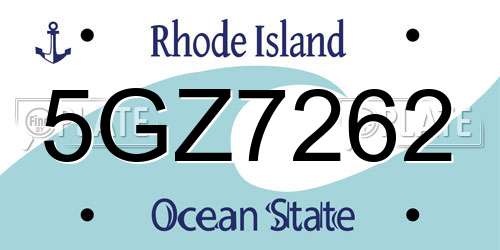 5GZ7262 Rhode Island License Plate