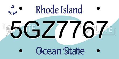 5GZ7767 Rhode Island License Plate