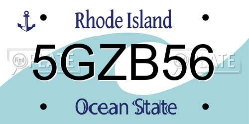 5GZB56 Rhode Island License Plate