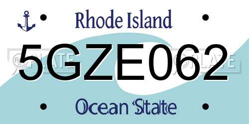 5GZE062 Rhode Island License Plate