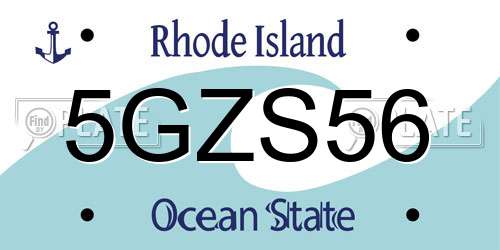 5GZS56 Rhode Island License Plate