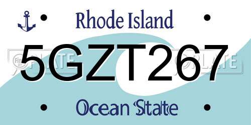 5GZT267 Rhode Island License Plate