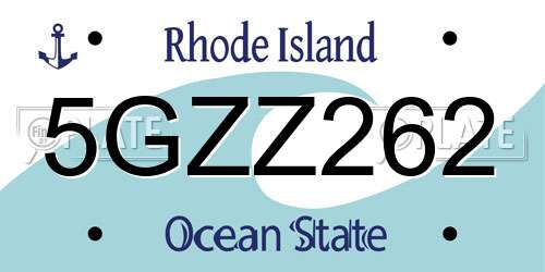 5GZZ262 Rhode Island License Plate