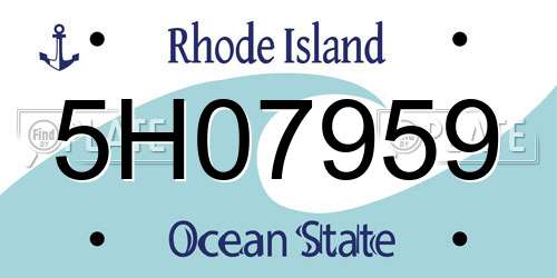5H07959 Rhode Island License Plate