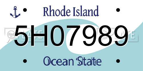 5H07989 Rhode Island License Plate