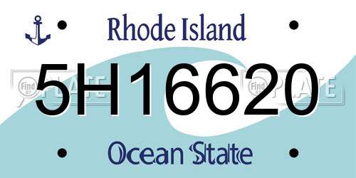 5H16620 Rhode Island License Plate