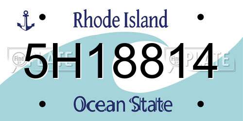 5H18814 Rhode Island License Plate