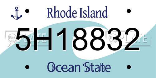 5H18832 Rhode Island License Plate