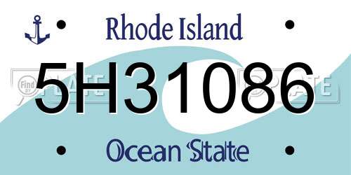 5H31086 Rhode Island License Plate