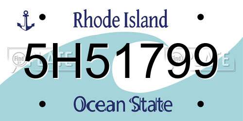 5H51799 Rhode Island License Plate
