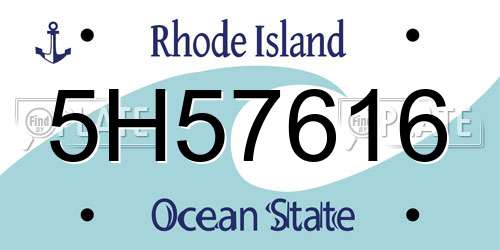 5H57616 Rhode Island License Plate