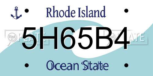5H65B4 Rhode Island License Plate