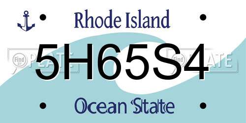 5H65S4 Rhode Island License Plate