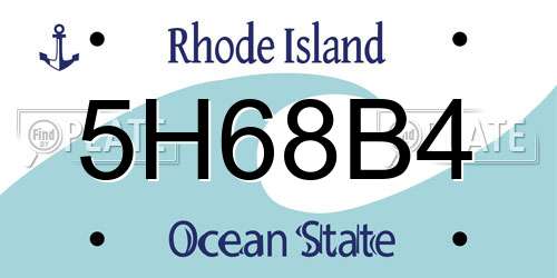 5H68B4 Rhode Island License Plate