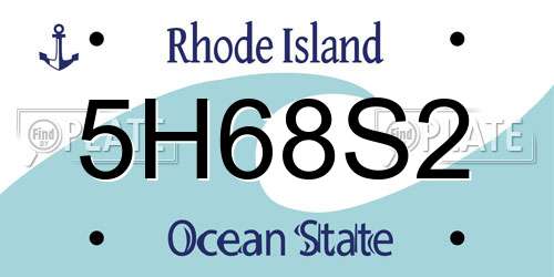 5H68S2 Rhode Island License Plate