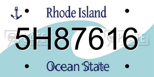 5H87616 Rhode Island License Plate