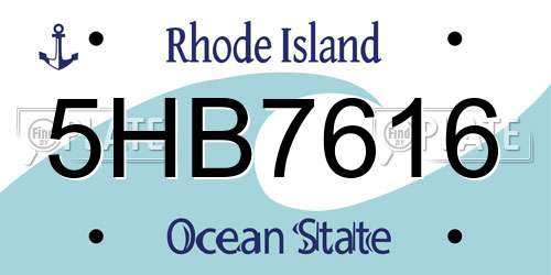 5HB7616 Rhode Island License Plate
