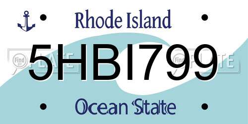 5HBI799 Rhode Island License Plate