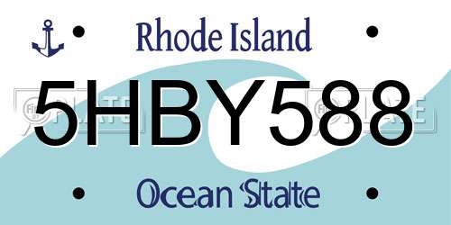 5HBY588 Rhode Island License Plate