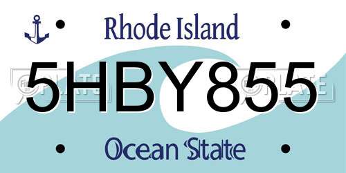 5HBY855 Rhode Island License Plate