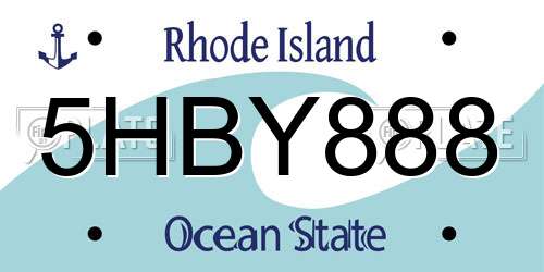 5HBY888 Rhode Island License Plate