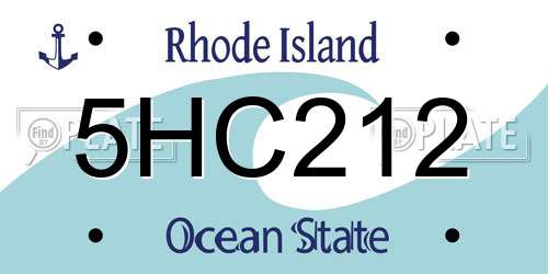 5HC212 Rhode Island License Plate