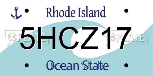 5HCZ17 Rhode Island License Plate