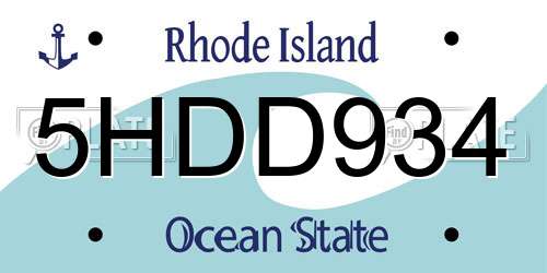 5HDD934 Rhode Island License Plate