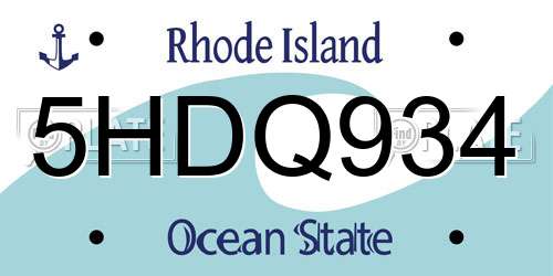 5HDQ934 Rhode Island License Plate